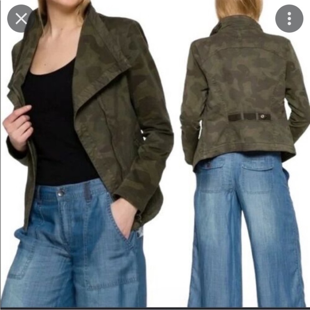 Marrakech Anthropologie Faravel Green Camo Moto Jacket Size S